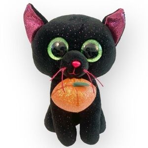 TY Beanie Boos 2018 Halloween Black Cat Potion 6” Pink Glitter Pumpkin Green Eye